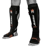 Meister EDGE Leather Instep Shin Guards w/ Gel Padding (Pair) - Black - Small/Medium