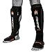 Meister Edge Leather Instep Shin Guards w/Gel Padding (Pair) - Black
