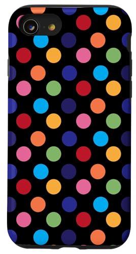 Black and Rainbow Polka Dots Colorful fun Case for iPhone SE (2020) / 7 / 8