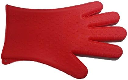 Silicone Oven Mitts - Heat Resistant Kitchen Gloves Non-slip Gloves for Cooking, Baking, Grilling (Red)