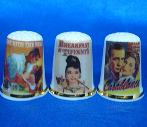 Birchcroft Porcelain China Collectable - Set of Three Thimbles - Classic Film Posters