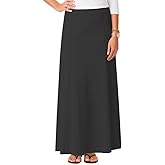 Baby'O Women's Stretch Cotton Knit Panel Maxi A-Line Skirt