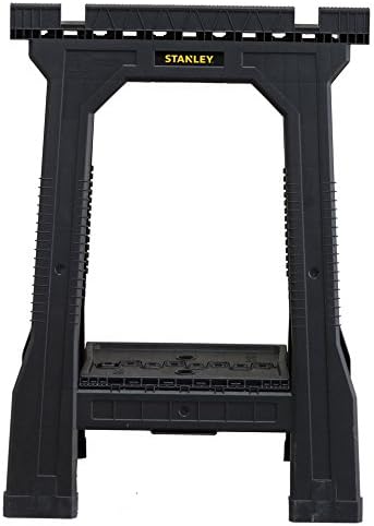 STANLEY Folding Junior Work Bench Saw Horse Twin Pack, with Tray for Tools and Small Parts STST1-70355, Black - Image 3
