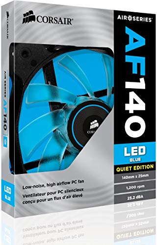Corsair-AF140-LED-Quiet-Edition-Ventilador-de-PC-140-mm-Alto-Flujo-de-Aire-Iluminacin-LED-Azul-Paquete-Soltero
