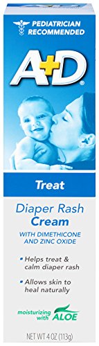 A+D Diaper Rash Cream, Dimethicone Zinc Oxide Cream, 4 oz (113 g) (Pack of 4)
