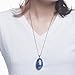 iSTONE Natural Gemstone Natural Lapis Lazuli Water Drop Pendant Necklace with Stainless Steel Chain 20 Inch