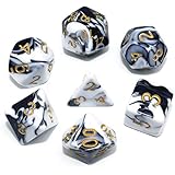 HD DND Dice Set RPG Polyhedral Dice Fit Dungeons and Dragons(D&D) Pathfinder (Black&White)