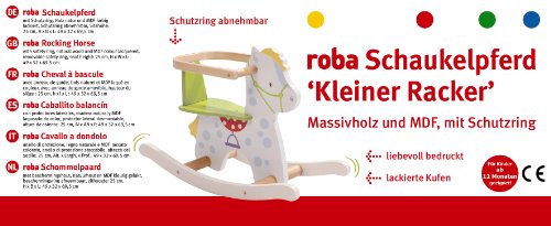 roba Schaukelpferd 'kleiner Racker', Schaukeltier aus Holz mit Bedruckung, Schaukelsitz mit abnehmbarem Schutzring, Schaukelspielzeug ab 12 Monate – Bild 6