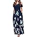MURTIAL Women' Long Dress Cold Shoulder Poet Floral Print Elegant Maxi Short Sleeve Casual Dress Party Dress