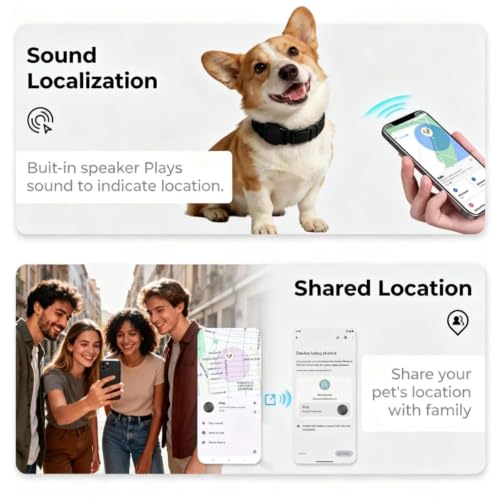 NozlaID GPS Dog Tracker (Android & iOS), Mini Cat Dog Tracker No Monthly Fees, Smart Pet Activity Tracker, Dog Cat Collar Waterproof Holder with Tracking Device (1 Pack)