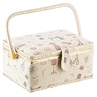 Etienne Alair EA-SMC115 Vintage Basket with Accessories Bonus Travel Kit Filled with Scissor, Thimble, Thread, Sewing Needles, Tape Measure and More and More, Removable Tray