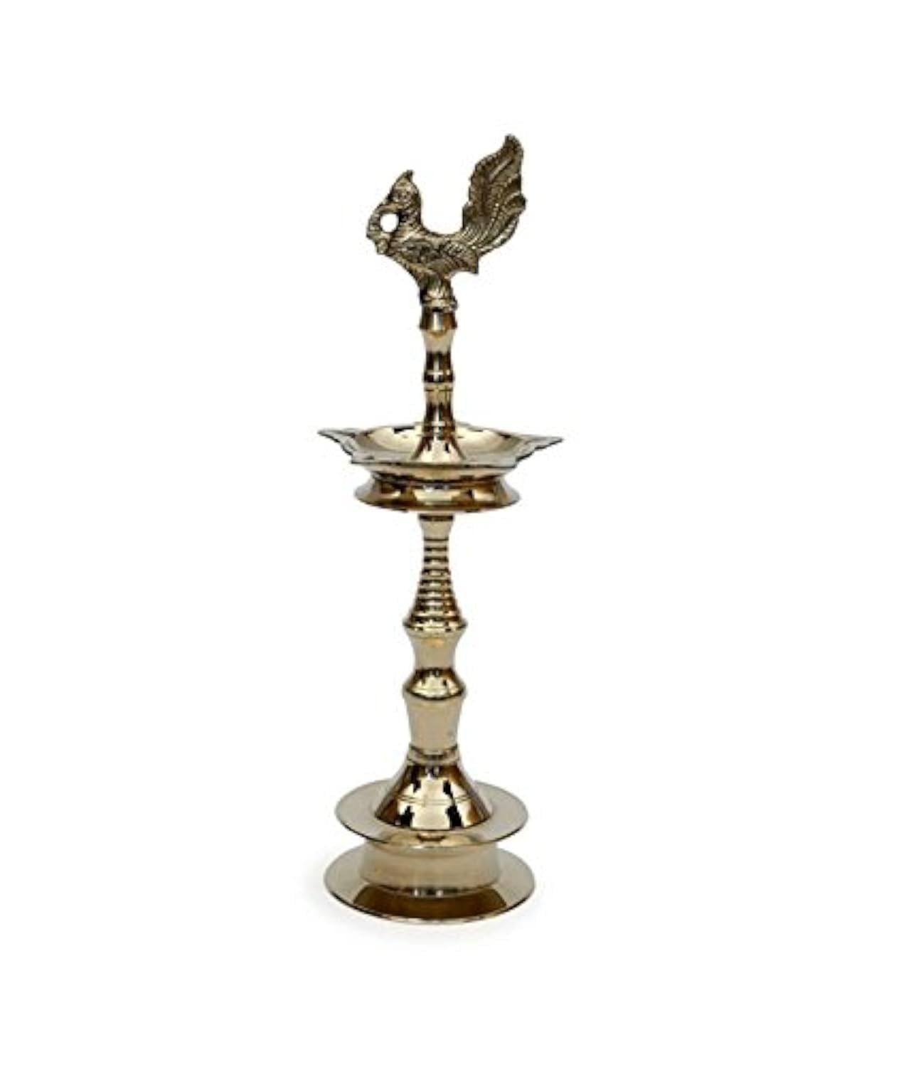 Purpledip Kuthu Vilakku Brass Oil Lamp Deepam Deepak Diya Peacock Design (10984)