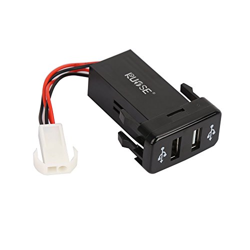 Rupse USB Steckdose TOYOTA Einbausteckdose DC 12V/24V Kfz Ladegerät 3.1A Dual Port Autoladegerät 2 Port Auto USB Stecker 1.0A + 2.1A dual Ausgänge passend für iPhone iPad iPod samsung galaxy