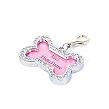 Yosoo Pet ID Tag -Luxury Crystal Decorated Bone Shape Anti Lost Dog Cat Tags Decorated Rhinestone Pack of 2
