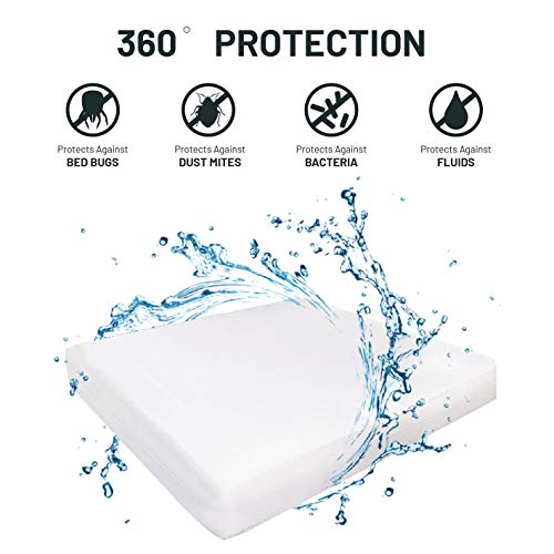 ENITYA Waterproof Mattress Protector with Zipper,Breathable Mattress Encasement with Knitted Quiet Fabric,Premium Mattress Cover,Soft Mattress Pad Comes in All Sizes:T,TXL,F,Q,K,CK,Machine Washable.