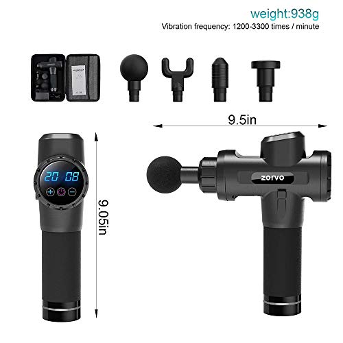 zorvo [Upgrade Version] Muscle Massage Gun-Hand Held Deep Tissue Muscle Massager-Cordless Percussion Massager-Professional Personal Massage Device-20 Speed and Ultra Quiet Technology - Thumbnail 7