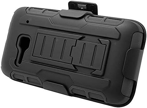 Eagle Cell Alcatel OneTouch Evolve 2 Hybrid Protective Case Stand/Belt Clip Holster - Retail Packaging - FX3 Black