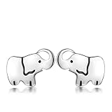 YAXING 925 Sterling Silver Nickel Free Mini Good Luck Elephant Stud Women Earrings (Elephant Stud Earring)