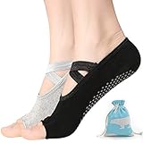 Non Slip Yoga Socks for Women, Toeless Anti-Skid Pilates, Barre, Ballet, Bikram Workout Socks with Grips Size 5.5-11