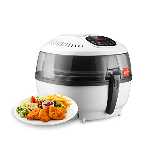 Click Here to See More Images KUPPET Oilless Digital Air Fryer with Health Cookbook, 8 IN 1 Cooking Presets Oil Free Cooking Extra large Capacity 7.4 qt. Cooking Chamber 1700 W Up to 400 F, Included Steamer, Fryer Pan, White