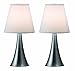 Simple Designs LT2014-WHT-2PK Valencia Brushed Nickel Mini Touch Table Lamps with Fabric Shades, White (Pack of 2)