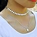 Fstrend Fashion Layered Necklace Dainty Sequins Torus Pendant Necklaces Jewelry for Women and Girls (Silver)