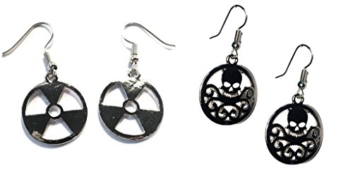 Hulk Gamma Logo and Black Hydra Logo Dangle Earrings w/Gift Box