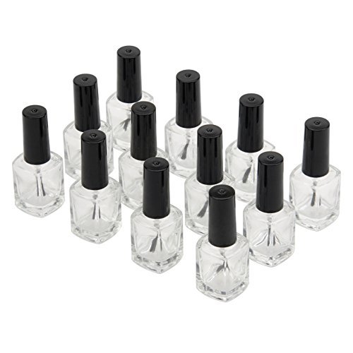 CICI&SISI Nail Polish Bottles 15ml Empty Nail Polish Bottles W/Brush Square Shape/12 Bottles Set