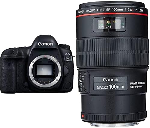 Canon EOS 5D Mark IV Full Frame Digital SLR Camera Body with EF 100mm f/2.8L is USM Macro Lens for Canon Digital SLR Cameras, Lens Only
