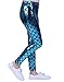 HDE Girl's Shiny Mermaid Leggings Metallic Fish Scale Tights Mermaid Costume (Teal, 6/6X)