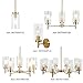 VINLUZ Contemporary 5 Light Chandelier Lighting Brushed Brass Clear Glass Shades Modern Pendant Lamp Rustic Dining Room Lighting Fixtures Hanging Adjustable Wire Semi Flush Ceiling Lights