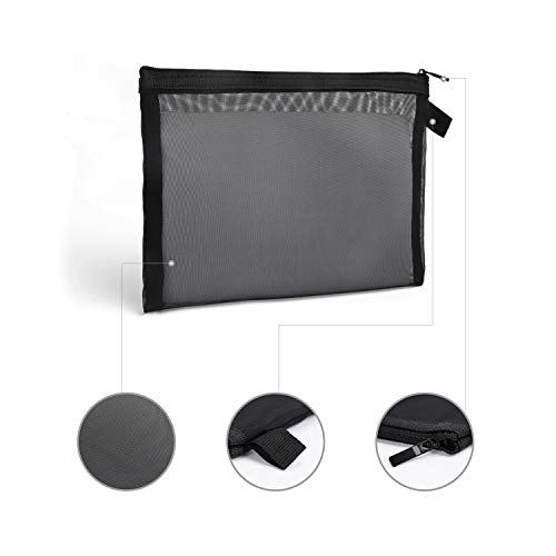 Patu Mini Zipper Mesh Bags, 4" x 5", Size S / A7, 5 Pieces, Beauty Makeup Lipstick Cosmetic Accessories Organizer, Small Travel Kit Storage Pouch, Black