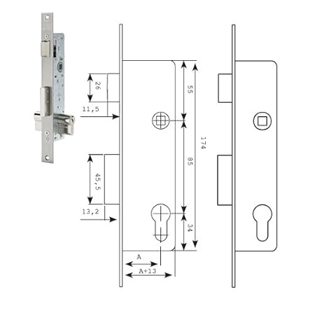 Tesa 3012393 Door Lock Gearbox Tesa 2210 38 Ssi Without