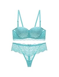 Women's Lace Bra Set Sexy Lingerie Bra and Panties Push Up Underwire Bra
