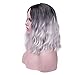 Rosa Star Short Wavy Synthetic Wigs for Women Ombre Black Rooted Hair Wig Synthetic Heat Resistant Fiber Hair Wigs(1T88/89#) …
