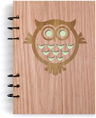 head owl Handmade Art Wood Notebook Refillable Diary Sketchbook Daily Notepad Notebook Cover Wood Journal Gifts