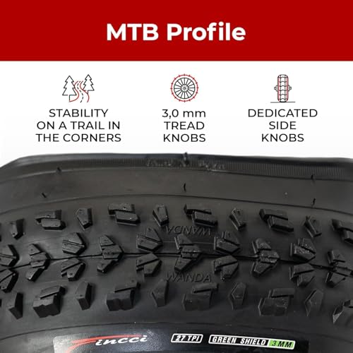 Fincci Copertone 26x1.95 Pollici 52-559 Copertoni con Protezione Anti-puntura Antiforatura da 3 mm 60TPI per MTB Mountain Bike Ibrida Bici Bicicletta con 26 x 1.95 Pneumatico