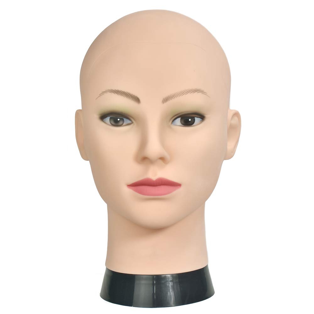Bald Polystyrene Head Female Cosmetology Mannequin Head Wig Stand Head Professional Training Head Doll for Wig Making and Display