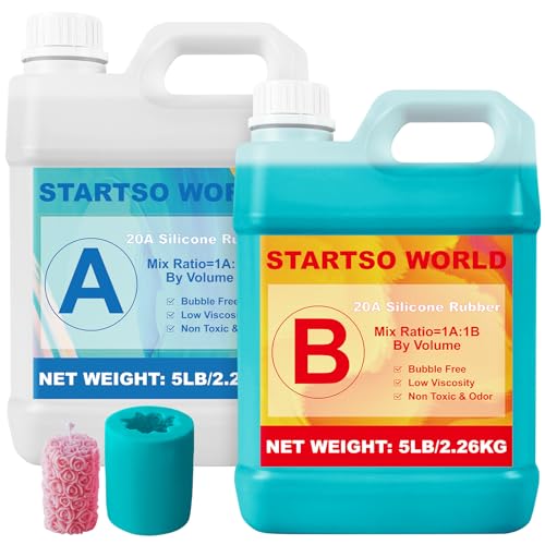 Silicone for Moulds 20A, 4L Green Liquid Silicone for Moulage, 1:1 Per Volume, Non-Toxic, Perfect for Making Resins, Moulage, Wax, Plaster