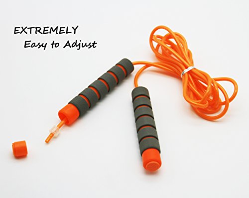 Adjustable Soft Skipping Rope with Skin-friendly Foam Handles for Kids, Children, Students and Adults - Orange & Green