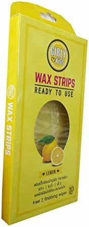 2 Packs of Lemon Girly Kiss Wax Strips, say goodbye to stubble and hello softness. Ready to use just rub, peel and go. (10 Pcs./ pack. and free 2 finishing wipes.)