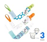 Billy Goat Baby Gear Pacifier Holder Clip Cord, Best Rust-Free, Durable for Baby Boys, 3 Count