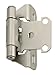 Amerock Cabinet Hinge 1/4 inch (6 mm) Overlay Satin Nickel 2 Pack Self-Closing Partial Wrap Cabinet Door Hinge