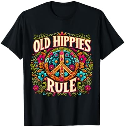 Hippie vintage T-shirt他　洋書 Amazon.com: Old Hippies Rule Hippie Vintage Retro Costume Hippy