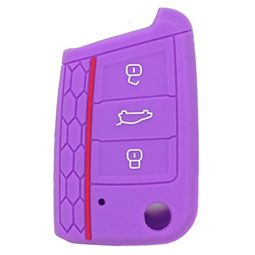 BROVACS Silicone Cover Protector Case Holder Skin Jacket Compatible with VOLKSWAGEN 3 Button Remote Flip Key Fob CV9801 Deep Purple