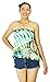 Design By Jingle Women's Hippie Short Tie-Dye Spandex Bohemian Fold-Over Mini Skirt or Strapless Dress (22-Greenwhite)
