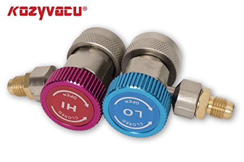 image for Kozyvacu Adjustable R134A Adapter Fittings Quick Coupler High Low AC F