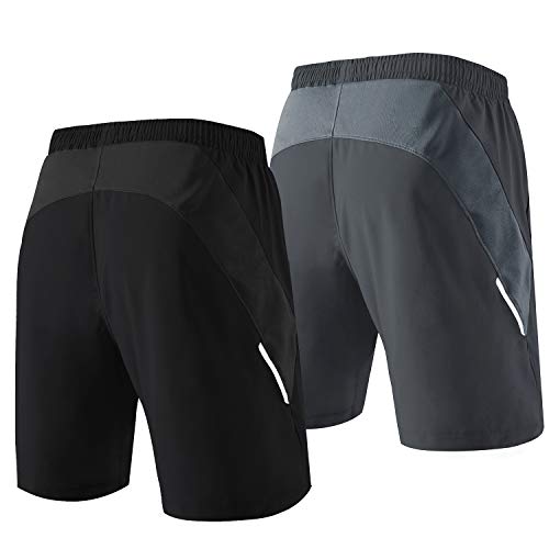 Sportshorts voor heren, korte broek, sneldrogend, sportbroek, licht met ritsvak, zwart/donkergrijs, XL - Image 3
