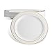 DELUXE PLASTIC PARTY DISPOSABLE PLATES | 9 Inch Hard Wedding Plates for Dinner/Lunch | White/Gold Rim, 20 Pack | Elegant & Fancy Heavy Duty Party Supplies Plates for Holidays & Occasions