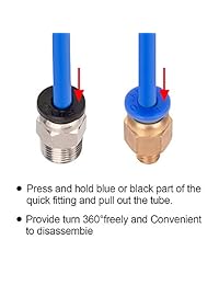 Aokin 2 Piezas Teflon Tubo PTFE Azul (4.9 ft Pieza) Con 4 Piezas PC4 M6 Rápido Ensamblaje y 4 Piezas PC4 M10 Ajuste Neumático Recto Presionar para Conexión para Impresora 3D Filamento de 0.069 in